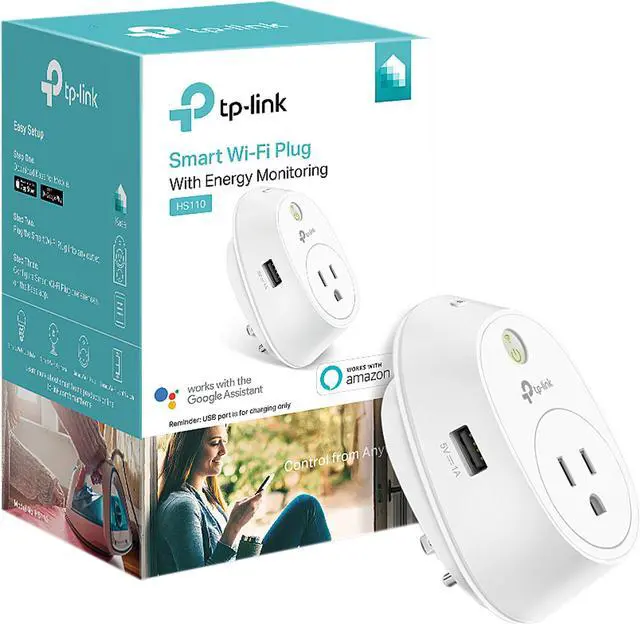 Alt view image 4 of 13 - TP-LINK HS110 V2 Smart Plug with USB Charging Port, Wi-Fi Enabled, Control Your Electronics from Anywhere, Energy Monitoring, Compatible with Google Home and Amazon Echo Alexa