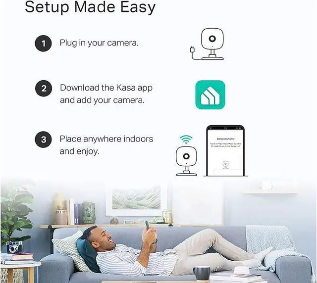 Alt view image 6 of 6 - Kasa Smart Security Camera for Baby Monitor, 1080p HD Indoor Camera with Motion Detection, Two-Way Audio, Night Vision, Cloud & SD Card Storage, Works with Alexa & Google Home, 2-Pack (EC60P2), White