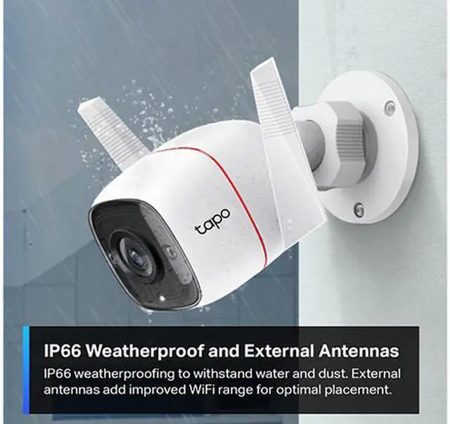Alt view image 4 of 7 - TP-Link Tapo 2K HD Security Camera Outdoor Wired, IP66 Weatherproof, Motion/Person Detection, Works with Alexa & Google Home, Built-in Siren w/ Night Vision, Cloud/SD Card Storage, 2-Way Audio(C310)