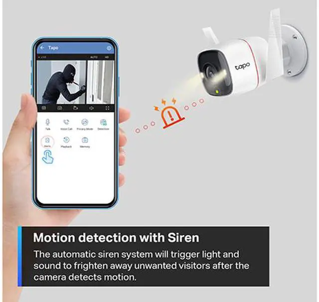 Alt view image 5 of 7 - TP-Link Tapo 2K HD Security Camera Outdoor Wired, IP66 Weatherproof, Motion/Person Detection, Works with Alexa & Google Home, Built-in Siren w/ Night Vision, Cloud/SD Card Storage, 2-Way Audio(C310)