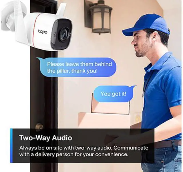 Alt view image 6 of 7 - TP-Link Tapo 2K HD Security Camera Outdoor Wired, IP66 Weatherproof, Motion/Person Detection, Works with Alexa & Google Home, Built-in Siren w/ Night Vision, Cloud/SD Card Storage, 2-Way Audio(C310)