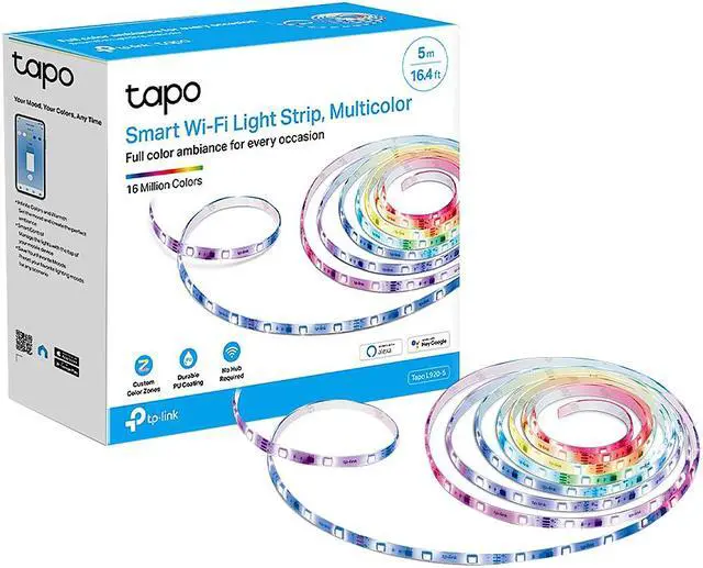 Alt view image 8 of 8 - TP-Link Tapo Smart LED Light Strip, 50 Color Zones RGBIC, Sync-to-Sound, 16.4ft Wi-Fi LED Strip Works w/ Alexa & Google, IP44 PU Coating, Trimmable (Tapo L920-5)