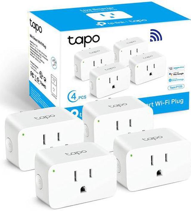 TP-Link Tapo Smart Plug Mini 15A, Smart Home Wi-Fi Plug, Super Easy Setup,  Compatible with Alexa & Google Home, No Hub Required, UL Certified, 2.4G  WiFi Only, White, Tapo P105(4-Pack) 