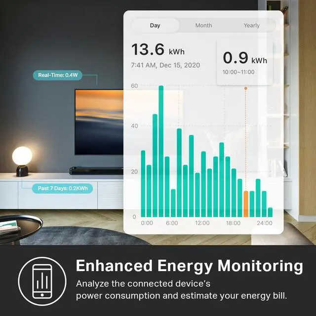 Alt view image 4 of 8 - TP-Link KP125MP2 Kasa Smart Wi-Fi Plug Slim, Energy Monitoring