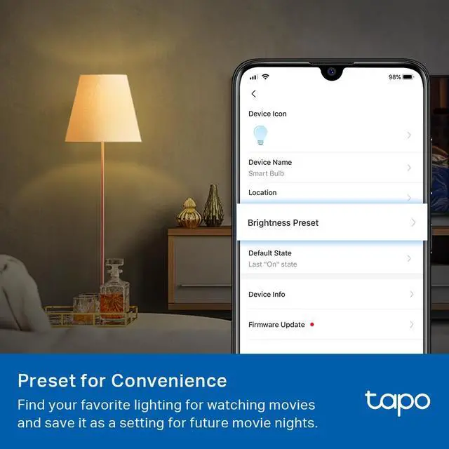 Alt view image 4 of 7 - TP-Link Tapo Smart Light Bulbs, 800 Lumens (60W Equivalent), 2700K Soft Warm White LED Bulb, Dimmable, Compatible with Alexa and Google Home, No Hub Required, A19 E26, Tapo L510E(4-Pack)