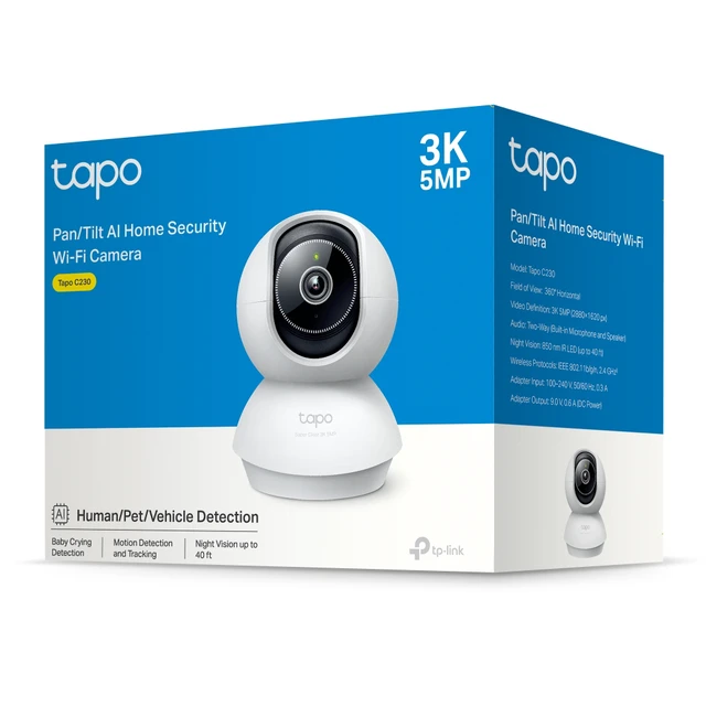 Alt view image 10 of 10 - TP-LINK Tapo C230 2880 x 1620 MAX Resolution Wireless Pan/Tilt AI Home Security Wi-Fi Camera