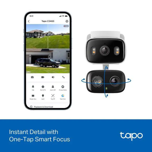 Alt view image 8 of 13 - TP-LINK Tapo C246D 2304 x 1296 MAX Resolution Wireless Indoor/Outdoor Dual Lens Pan/Tilt Security Camera