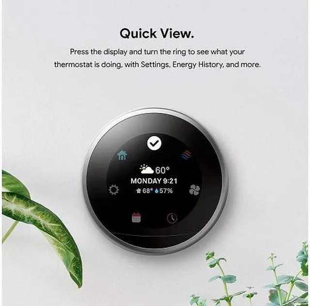 Alt view image 4 of 5 - Google Nest Learning Thermostat - Programmable Smart Thermostat for Home - 3rd Generation Nest Thermostat - Compatible with Alexa - Stainless Steel-Renewed