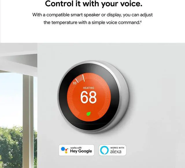 Alt view image 3 of 12 - Google Nest Learning Thermostat - Programmable Smart Thermostat for Home - 3rd Generation Nest Thermostat - Compatible with Alexa - Black-Renewed