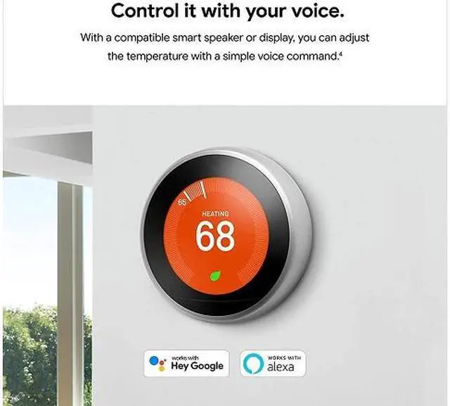 Alt view image 3 of 8 - Google Nest Learning Thermostat - Programmable Smart Thermostat for Home - 3rd Generation Nest Thermostat - Compatible with Alexa - White-Renewed