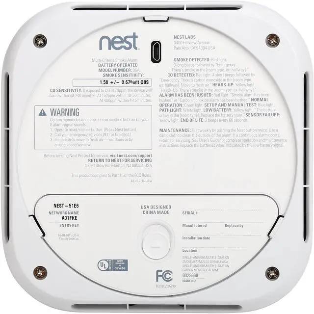 Alt view image 10 of 13 - Google Nest Protect - Smoke Alarm - Smoke Detector and Carbon Monoxide Detector - Battery Operated, White - S3000BWES