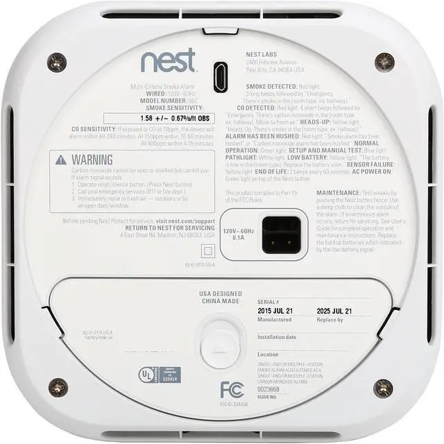 Alt view image 5 of 8 - Nest Protect 2nd Generation (Wired), White | Smart Smoke and CO Alarm