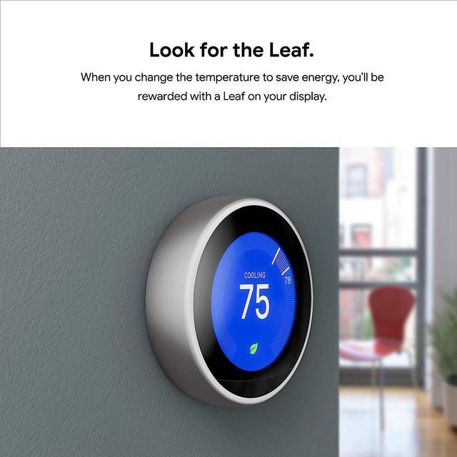 Alt view image 9 of 13 - Google Nest Learning Thermostat - Programmable Smart Thermostat for Home - 3rd Generation Nest Thermostat - Works with Alexa - Stainless Steel
