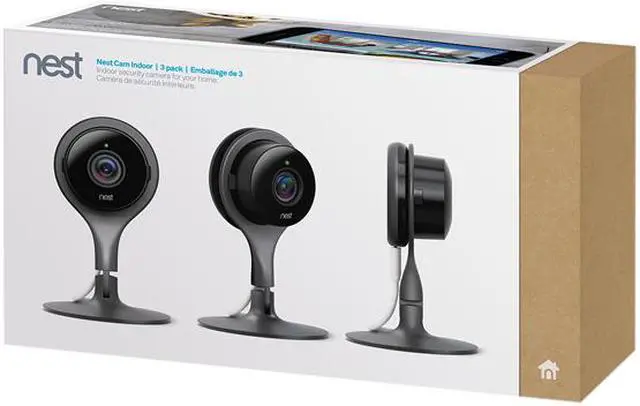 Alt view image 9 of 9 - Google Nest Cam Indoor - 3 Pack - Wi-Fi Security Camera - Black (NC1104EF)