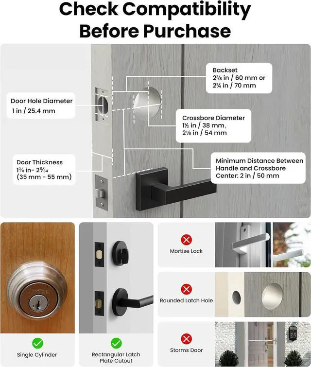 Alt view image 8 of 8 - Lockin Veno Go - Smart Lock - Palm Vein Keyless Entry Door Lock - 5 Unlock Methods, Built-in WiFi, Smart-Home Compatible - Front Door Security - 14-Month Battery - Dual Batteries