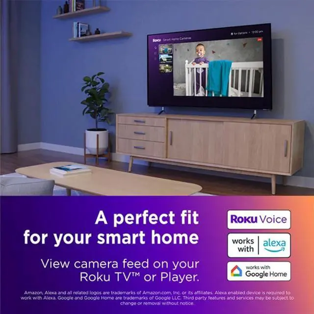 Alt view image 5 of 5 - Roku Indoor Camera 360 Wired, 1080p HD video & color night vision, White