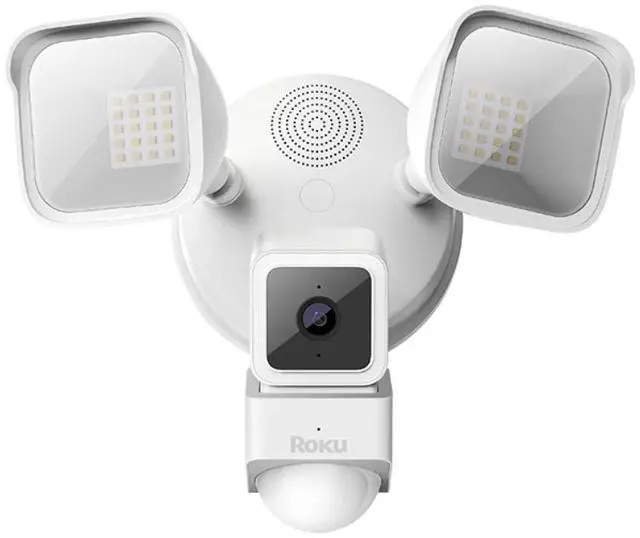 Main image of Roku Floodlight Wired Camera, 1080p HD video & color night vision, Outdoor Surveillance Camera, White