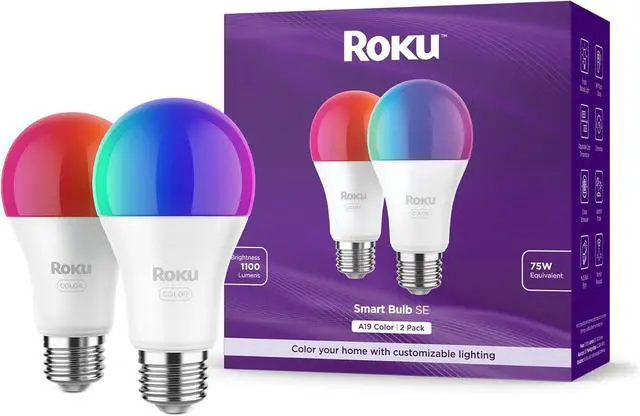 Main image of Roku Smart Bulb SE, A19 Color, 2-Pack
