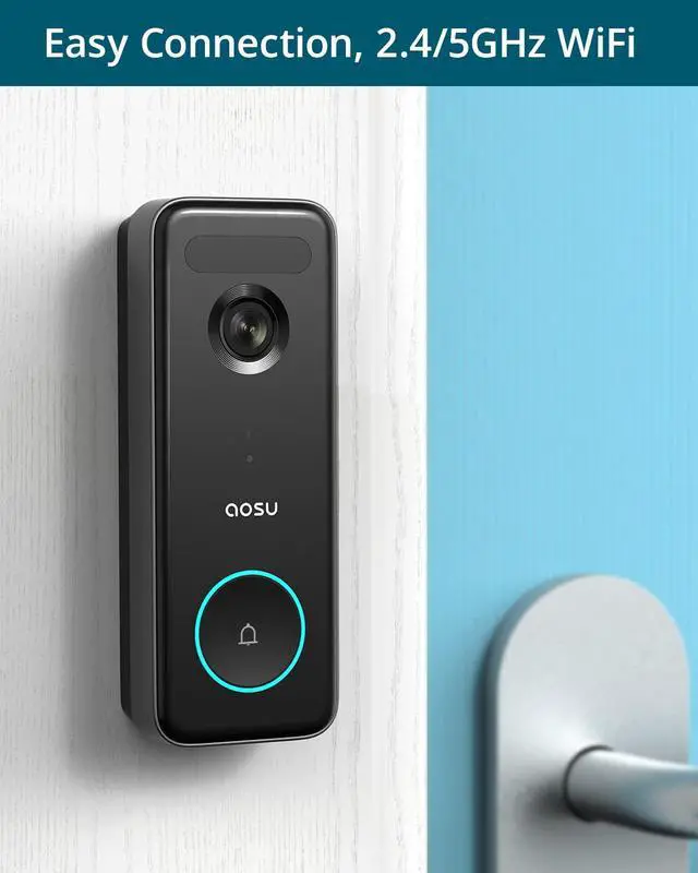 Alt view image 5 of 6 - Aosu Video Doorbell Ultra (V8S), 5MP Ultra HD, 2.4 GHz WiFi, 180-Day Battery, AI Detection, IP66, 166° View, Battery/Wired Mode, Works with Alexa & Google Assistant, No Monthly Fees