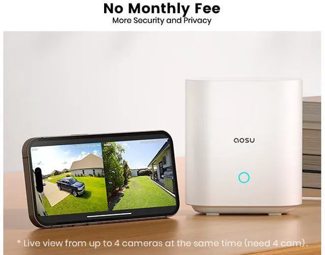 Alt view image 6 of 7 - Aosu C6P-2H 3MP Battery-Powered Dual Band Wi-Fi Cameras (2-Pack) with Spotlight, 166° Wide-Angle Lens, AI Detection, 2-Way Audio, and 32GB Local Storage