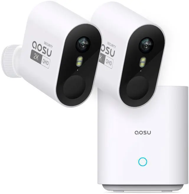 Main image of Aosu C6P-2H 3MP Battery-Powered Dual Band Wi-Fi Cameras (2-Pack) with Spotlight, 166° Wide-Angle Lens, AI Detection, 2-Way Audio, and 32GB Local Storage