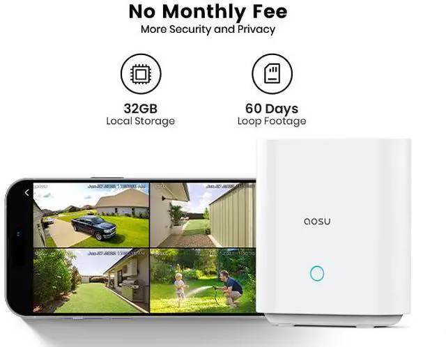 Alt view image 4 of 8 - Aosu C9C-4H 4MP Battery-Powered Dual Band Wi-Fi Security Camera with Spotlight, 170° Wide-Angle Lens, AI Detection, 2-Way Audio, and 128GB Local Storage