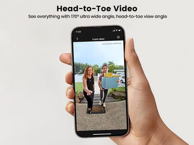 Alt view image 2 of 7 - Aosu Wireless Doorbell SE (V8E), 2K QHD Resolution, 2.4 GHz WiFi, Head-to-Toe View, Preset Replies & Voice changing, Package Detection, Reduces False Alerts, Work with Alexa & Google Assistant