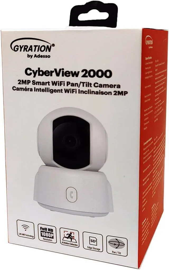Alt view image 8 of 8 - Gyration CYBERVIEW 2000 Wireless 2MP Smart WiFi Pan/Tilt Camera