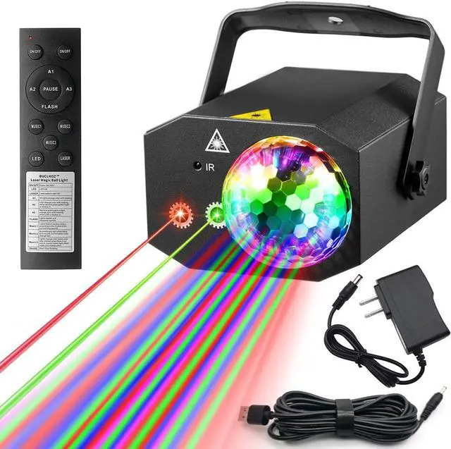 Main image of Sound Activated Party Lights Dj Disco Ball Light with Pattern Projection, RGB Colored Strobe Stage Lighting for Parties Indoor Dance Birthday Rave Bar Karaoke Christmas Wedding Show Club