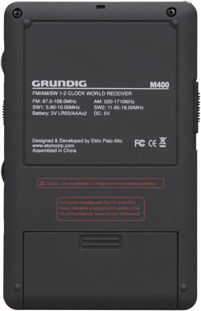 Alt view image 3 of 7 - eton Super Compact AM/FM Shortwave Portable Radio Grundig MINI 400 - Black