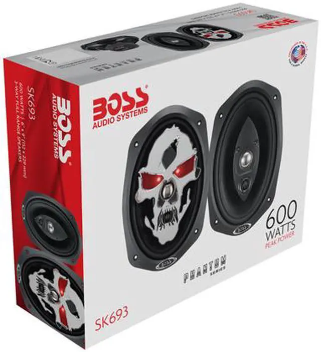 Alt view image 3 of 3 - 2) NEW BOSS SKULL SK693 6x9" 600W 3 Way Coaxial Car Speakers Stereo Audio