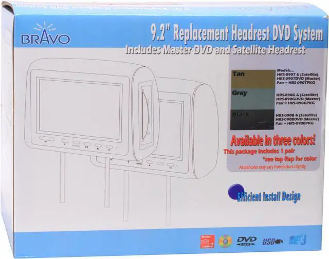 Alt view image 9 of 9 - BRAVO Gray 9.2" Replacement Headrest DVD System