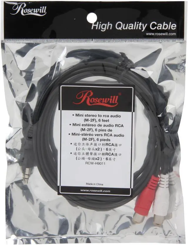 Alt view image 3 of 3 - Rosewill RCW-H9011 - Mini-Stereo to RCA Audio Cable - 6 Feet