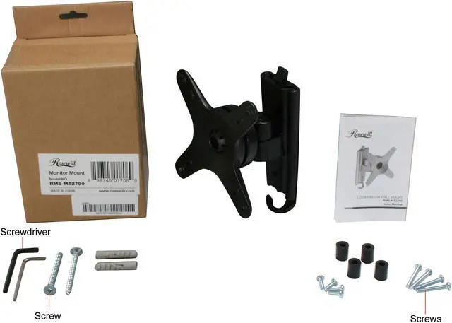 Alt view image 5 of 5 - Rosewill RMS-MT2790 13" - 24" LCD LED TV Tilt / Swivel Wall Mount, Max Load 44 lbs., Max VESA 100x100mm, Black, Compatible with Samsung, Vizio, Sony, Panasonic, LG and Toshiba TV