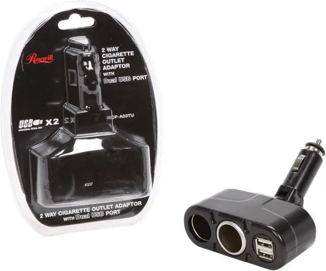 Alt view image 4 of 4 - Rosewill RCP-A03TU Dual Cigarette Outlet Adaptor with Dual USB Port at 2 Amp