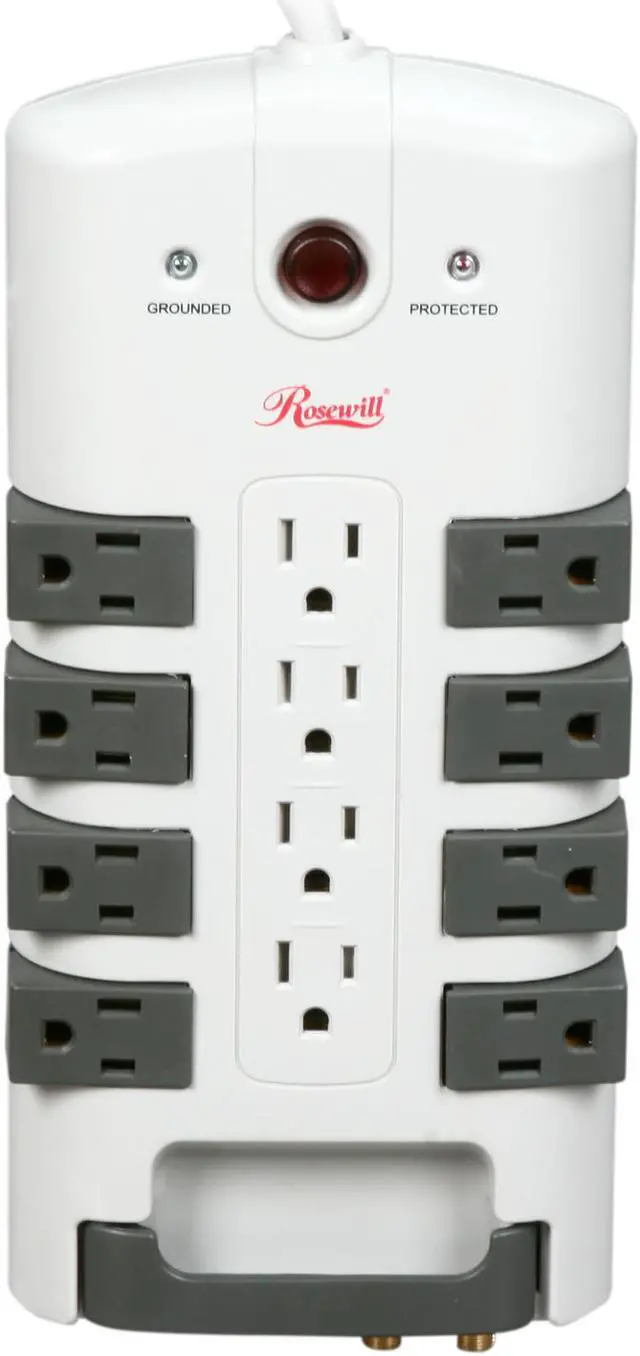 Alt view image 2 of 5 - Rosewill RME-SCCYRB01 Premium 4320 Joules Power Surge Protector with RJ11 and Coax Protection