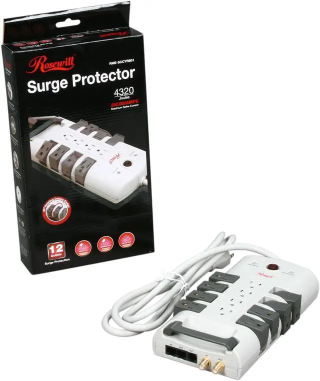 Alt view image 5 of 5 - Rosewill RME-SCCYRB01 Premium 4320 Joules Power Surge Protector with RJ11 and Coax Protection