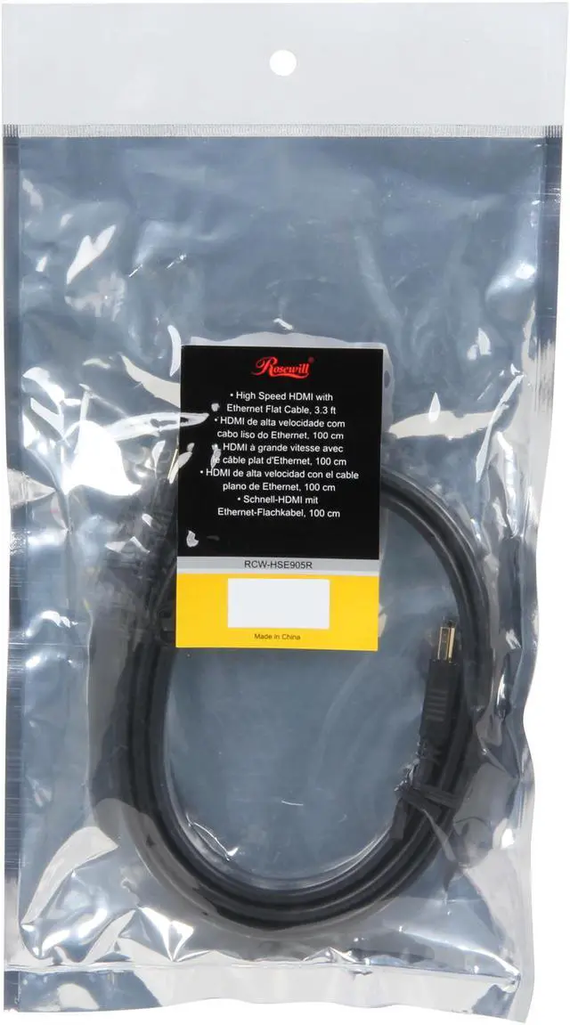 Alt view image 3 of 3 - HDMI Flat Cable (3.3 FEET) Supports Ethernet, High Speed, 3D and Audio Return (Newest Version) Rosewill - Pellucid HD Series