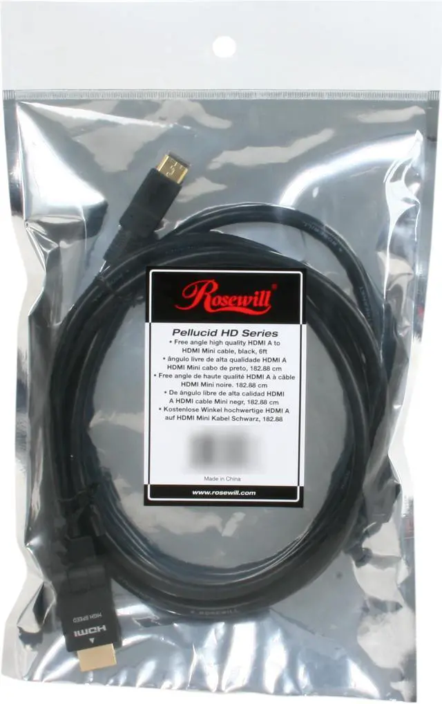 Alt view image 3 of 3 - Rosewill RCE-6-MHEF Pellucid HD Series 6 FT Swivel Mini-HDMI cable (High Speed with Ethernet) M-M