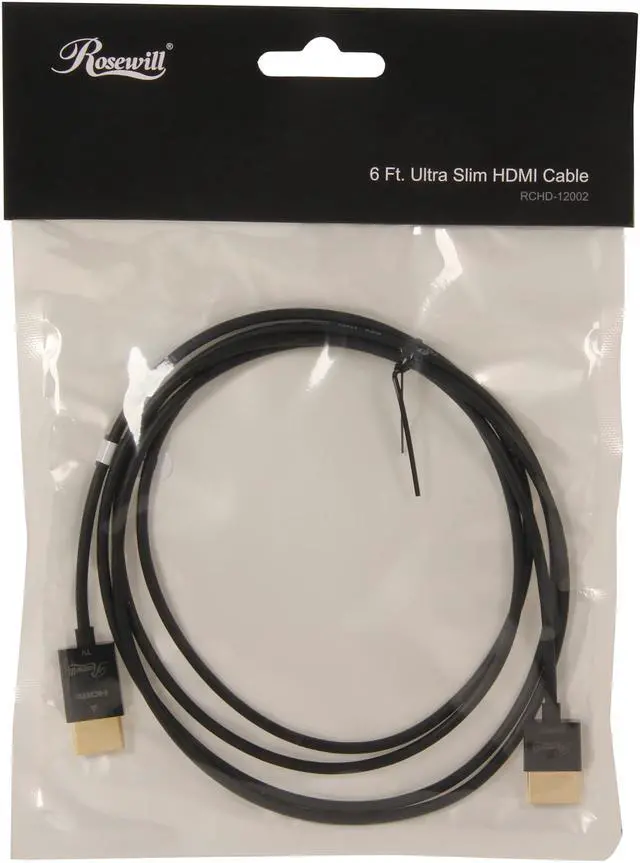 Alt view image 3 of 3 - Rosewill RCHD-12002 6 ft. Black Ultra Slim HDMI Cable w/ RedMere Technology