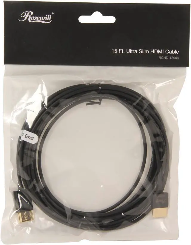Alt view image 3 of 3 - Rosewill RCHD-12004 15 ft. Black Ultra Slim HDMI Cable w/ RedMere Technology