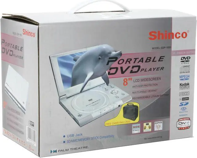 Alt view image 10 of 10 - Shinco SDP-1850 Portable DivX DVD Player w/ 8" LCD, 3-in-1 Card Reader & USB Jack