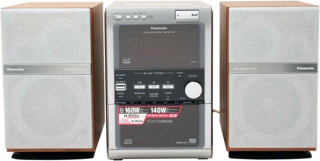 Alt view image 2 of 19 - Panasonic CD/Cassette/MP3/Radio 5-Disc Changer Shelf System SC-PM71SD