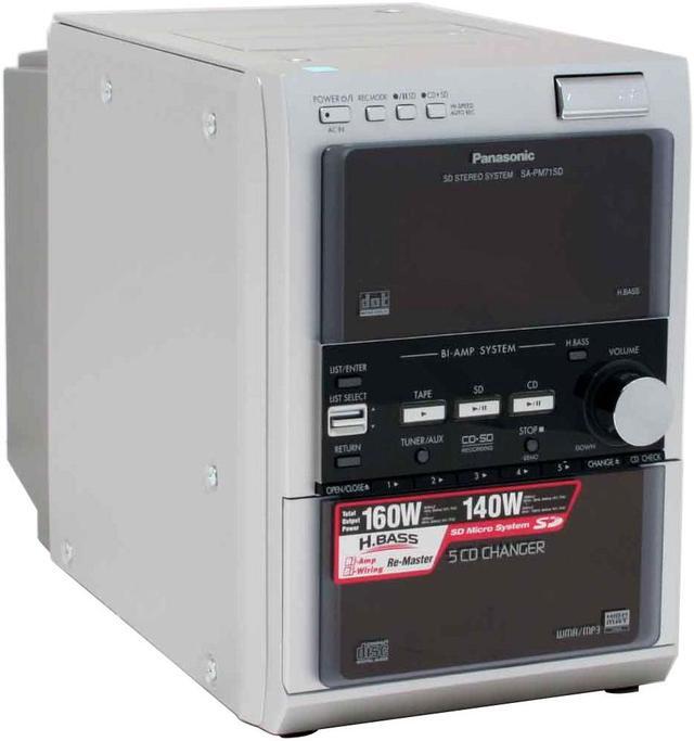 Alt view image 3 of 19 - Panasonic CD/Cassette/MP3/Radio 5-Disc Changer Shelf System SC-PM71SD