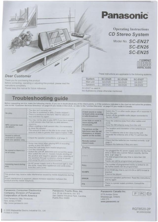 Alt view image 13 of 16 - Panasonic CD/MP3/Radio 1-Disc Changer Shelf System SC-EN25