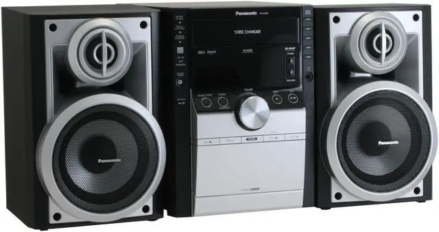 Alt view image 3 of 14 - Panasonic CD/Cassette/Radio 5-Disc Changer Mini Audio System SC-AK450