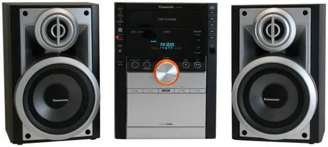 Alt view image 2 of 14 - Panasonic CD/Cassette/Radio 5-Disc Changer Mini Audio System SC-AK450