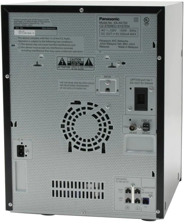 Alt view image 4 of 12 - Panasonic CD/Cassette/Radio 5-Disc Changer Mini Audio System SC-AK750