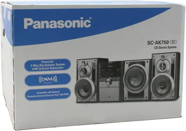 Alt view image 12 of 12 - Panasonic CD/Cassette/Radio 5-Disc Changer Mini Audio System SC-AK750