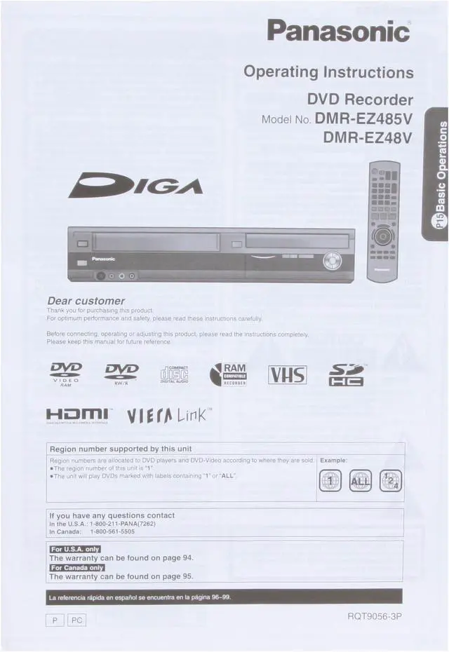 Alt view image 17 of 18 - Panasonic DVD Recorder & VCR Combo DMR-EZ48VK
